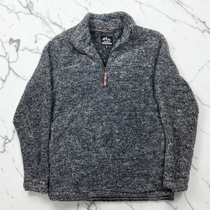 Alpine Sherpa Mens Grey Quarter Zip Fleece Pullover Sweater Size Small Winter
